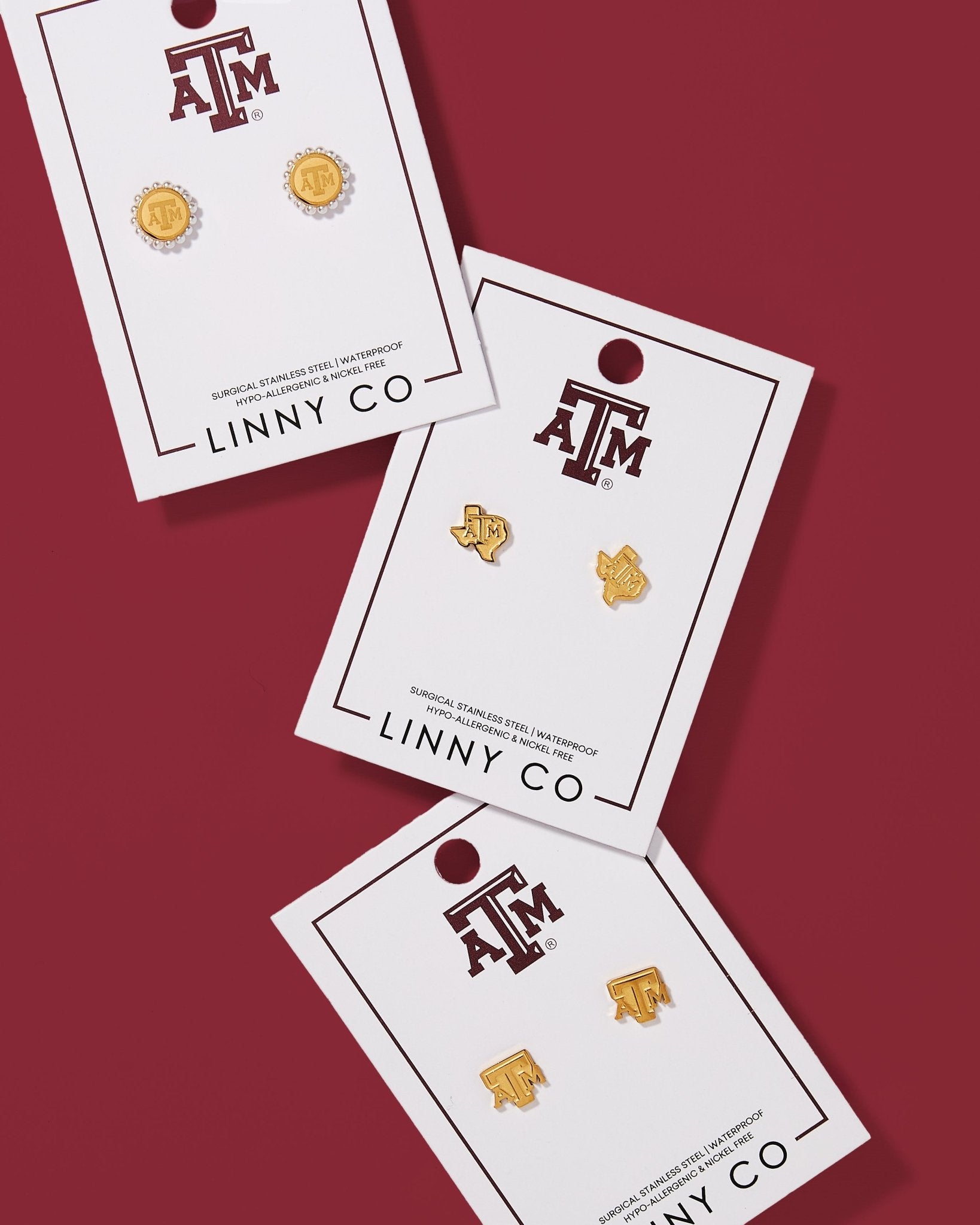 Screwback Stud Earrings - Texas A&M Logo - Shop LINNY CO