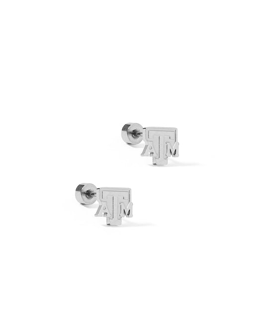 Screwback Stud Earrings - Texas A&M Logo Silver - Shop LINNY CO