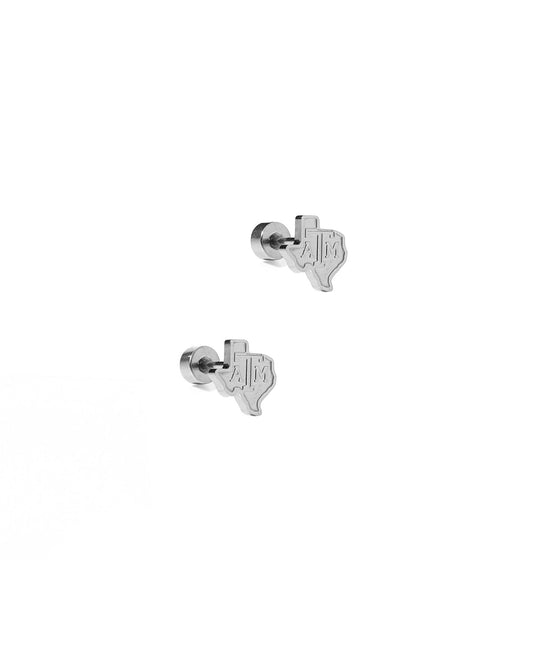 Screwback Stud Earrings - Texas A&M State Logo Silver - Shop LINNY CO