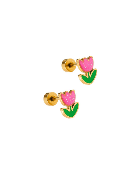 Screwback Stud Earrings - Tulip Pink - Shop LINNY CO
