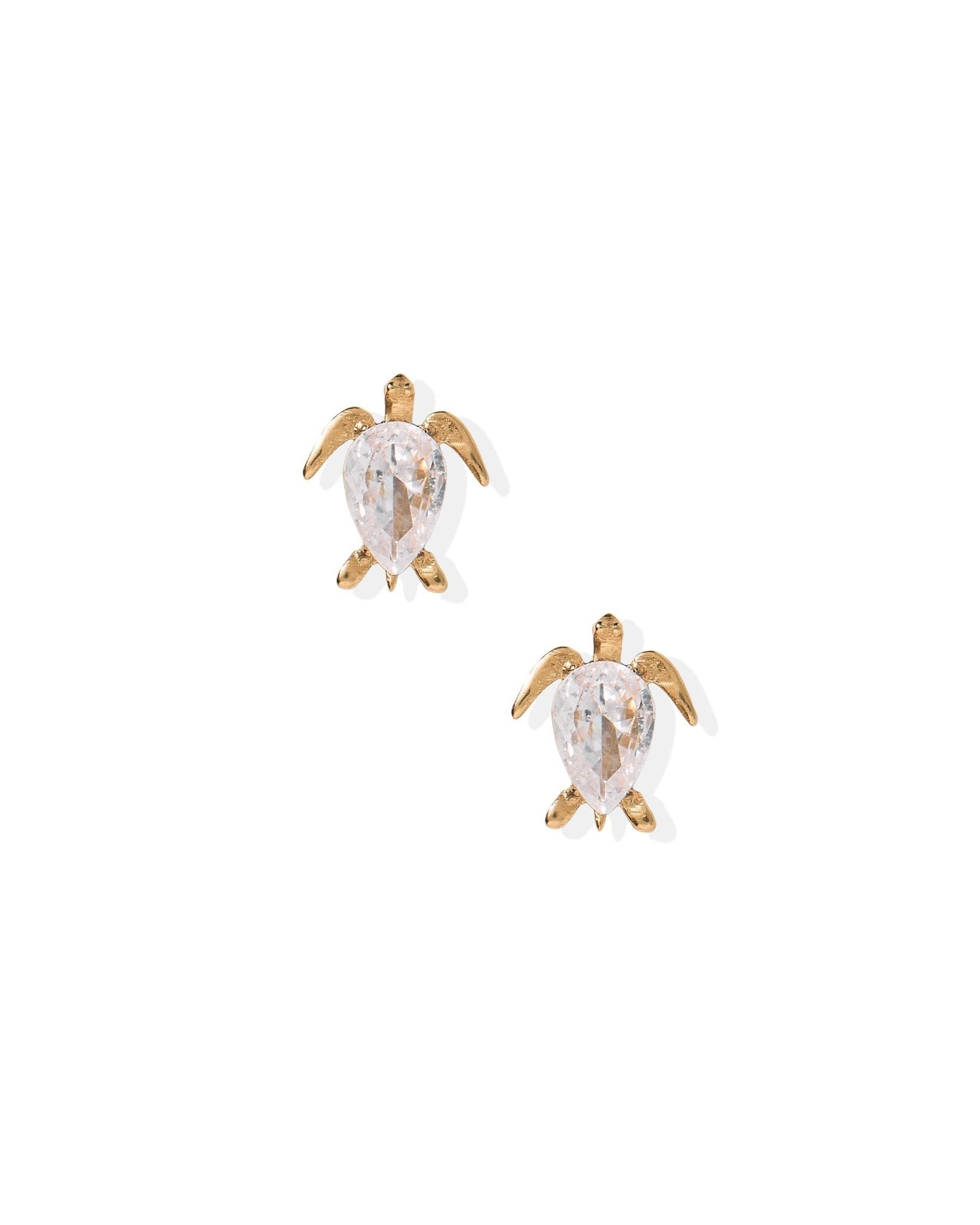 Screwback Stud Earrings - Turtle CZ Gold - Shop LINNY CO