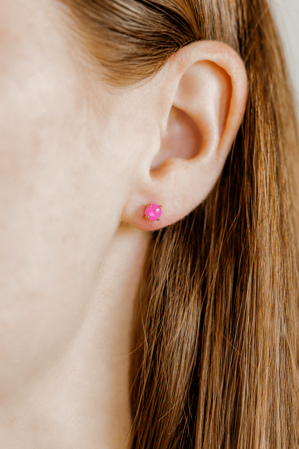 Screwback Stud Earrings - Venus Opal Neon Pink - Shop LINNY CO