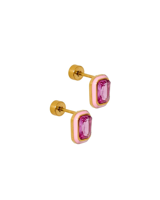Screwback Stud Earrings - Whitney Bubblegum Pink - Shop LINNY CO