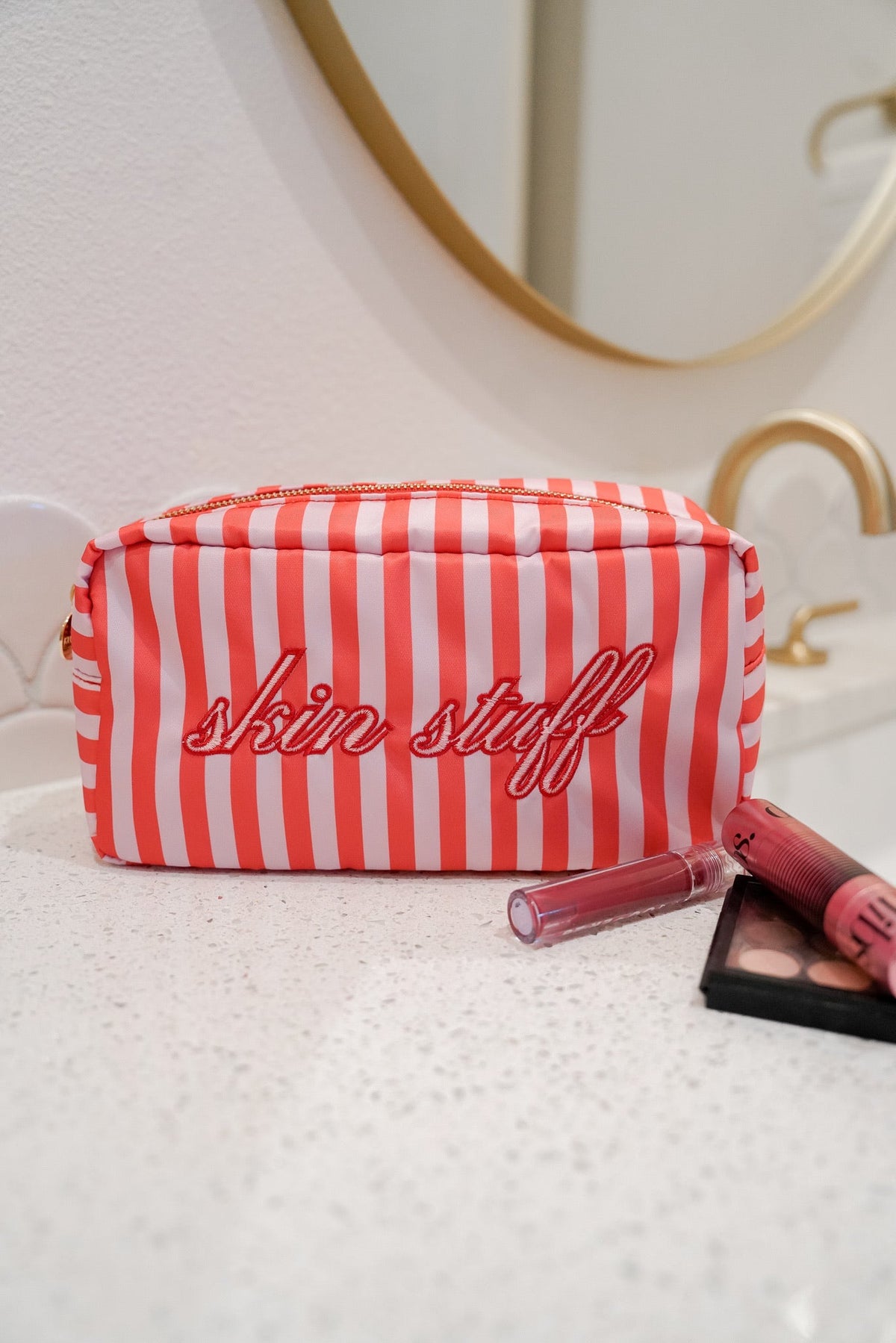 Skin Stuff - Pink & Red Stripes Large Bag - Shop LINNY CO