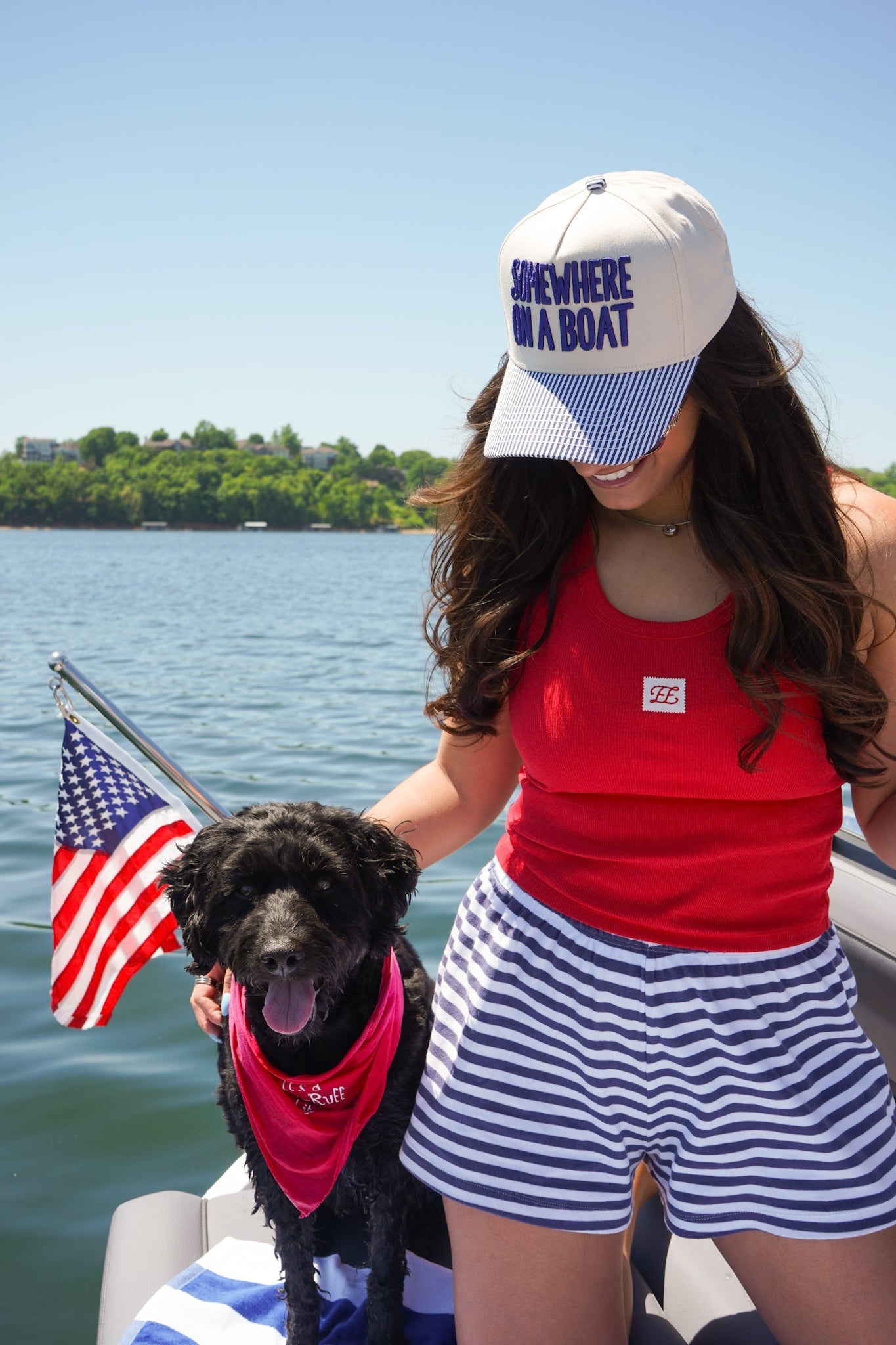 Somewhere On A Boat - Navy Stripe Trucker Hat - Shop LINNY CO