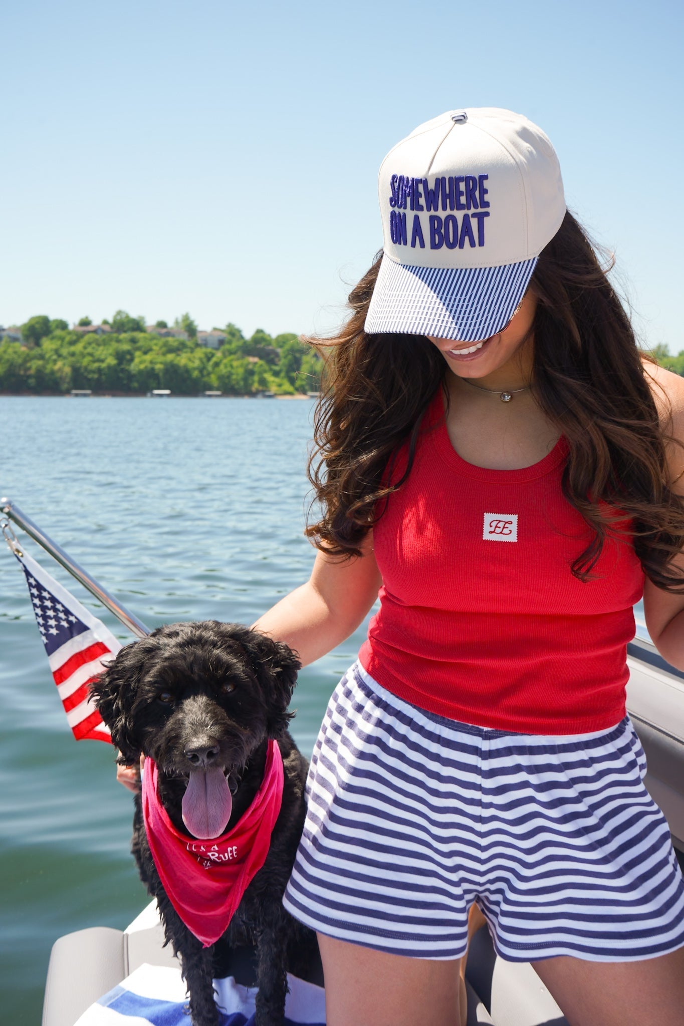 Somewhere On A Boat - Navy Stripe Trucker Hat - Shop LINNY CO