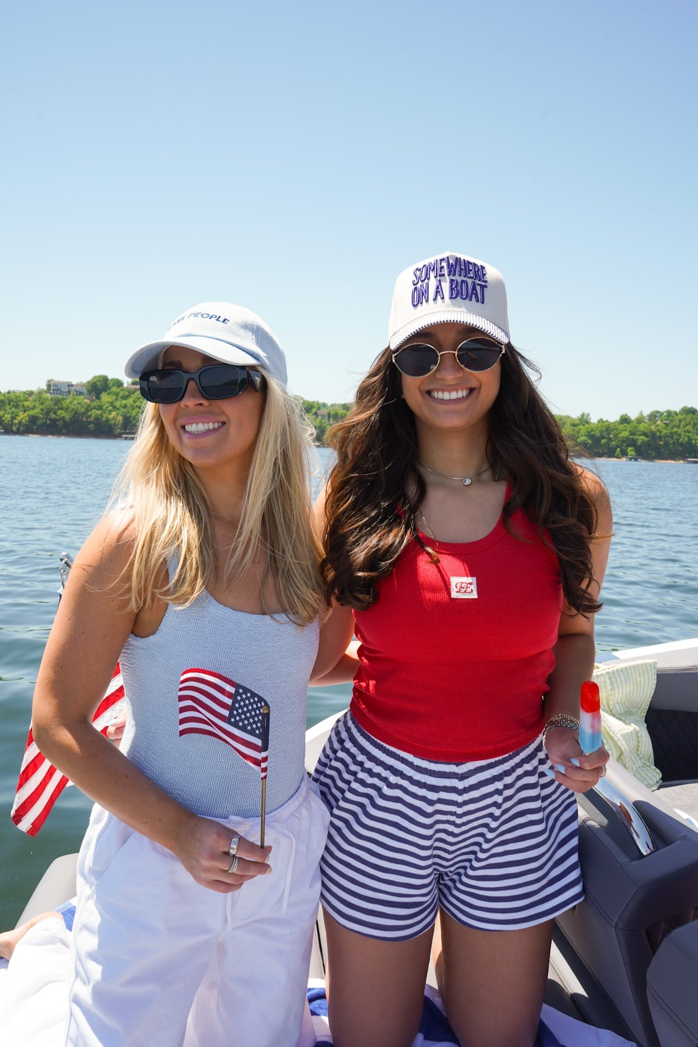 Somewhere On A Boat - Navy Stripe Trucker Hat - Shop LINNY CO