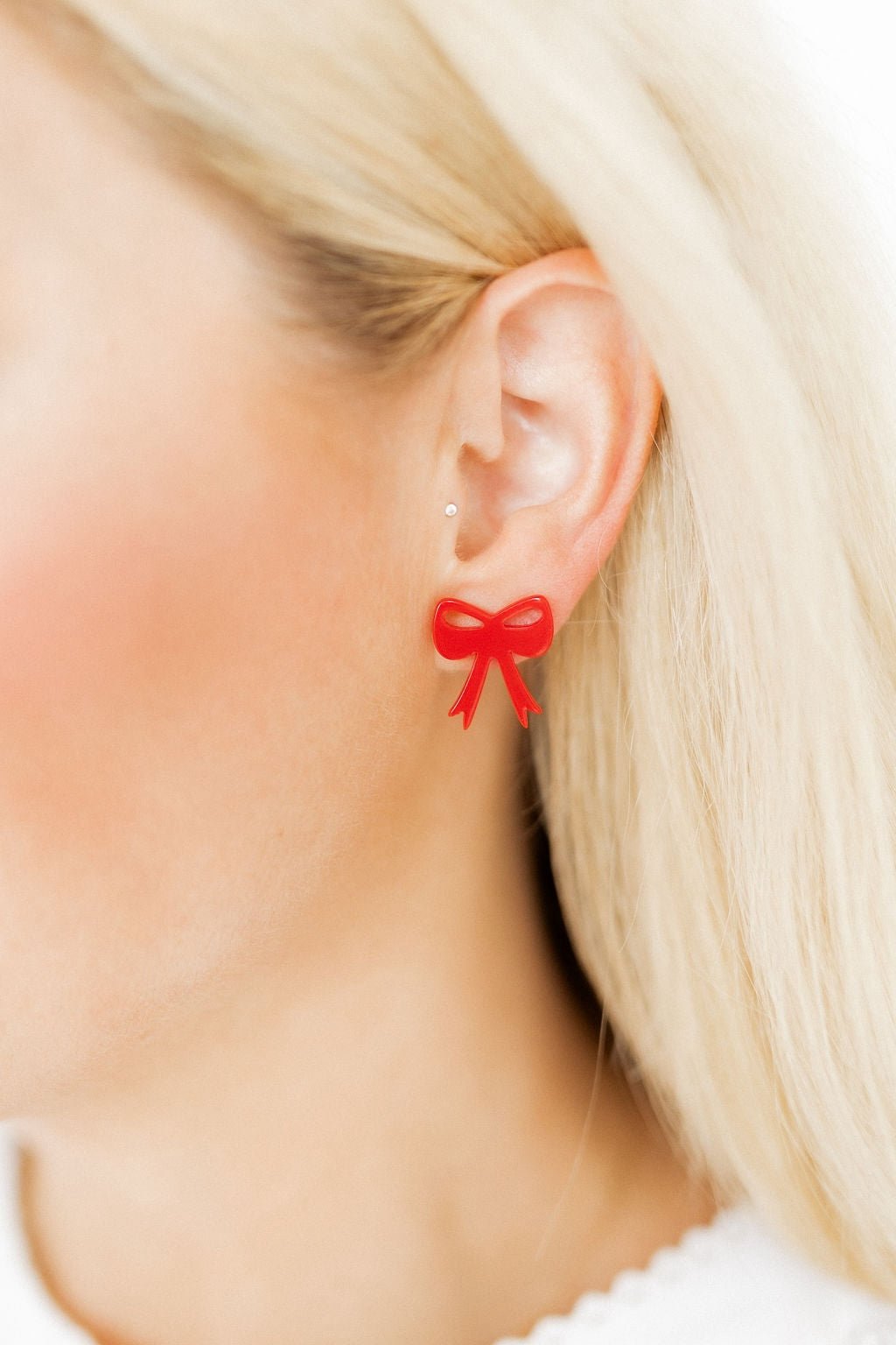 Sophia Bow Earrings - True Red - Shop LINNY CO