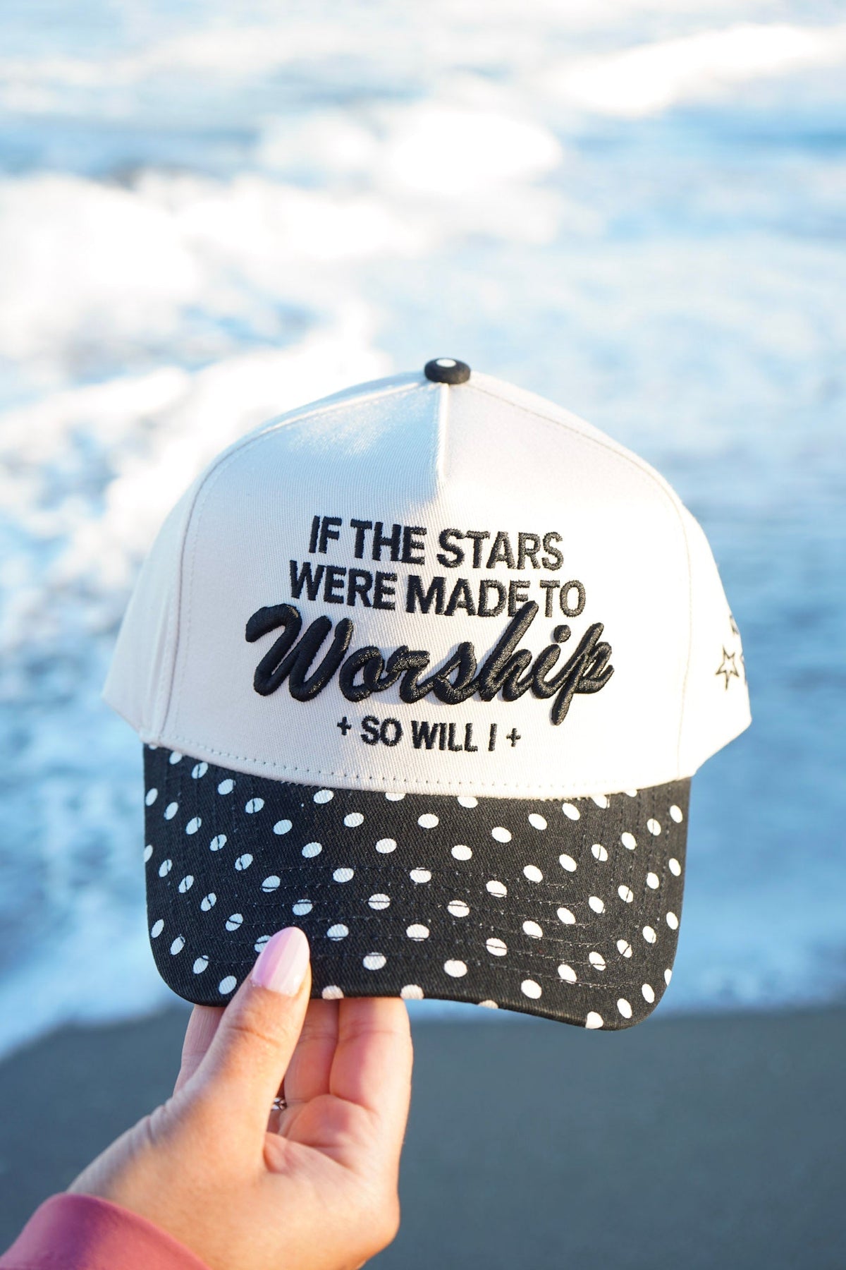 Stars Were Made to Worship - Black Polka Dot Trucker Hat - Shop LINNY CO