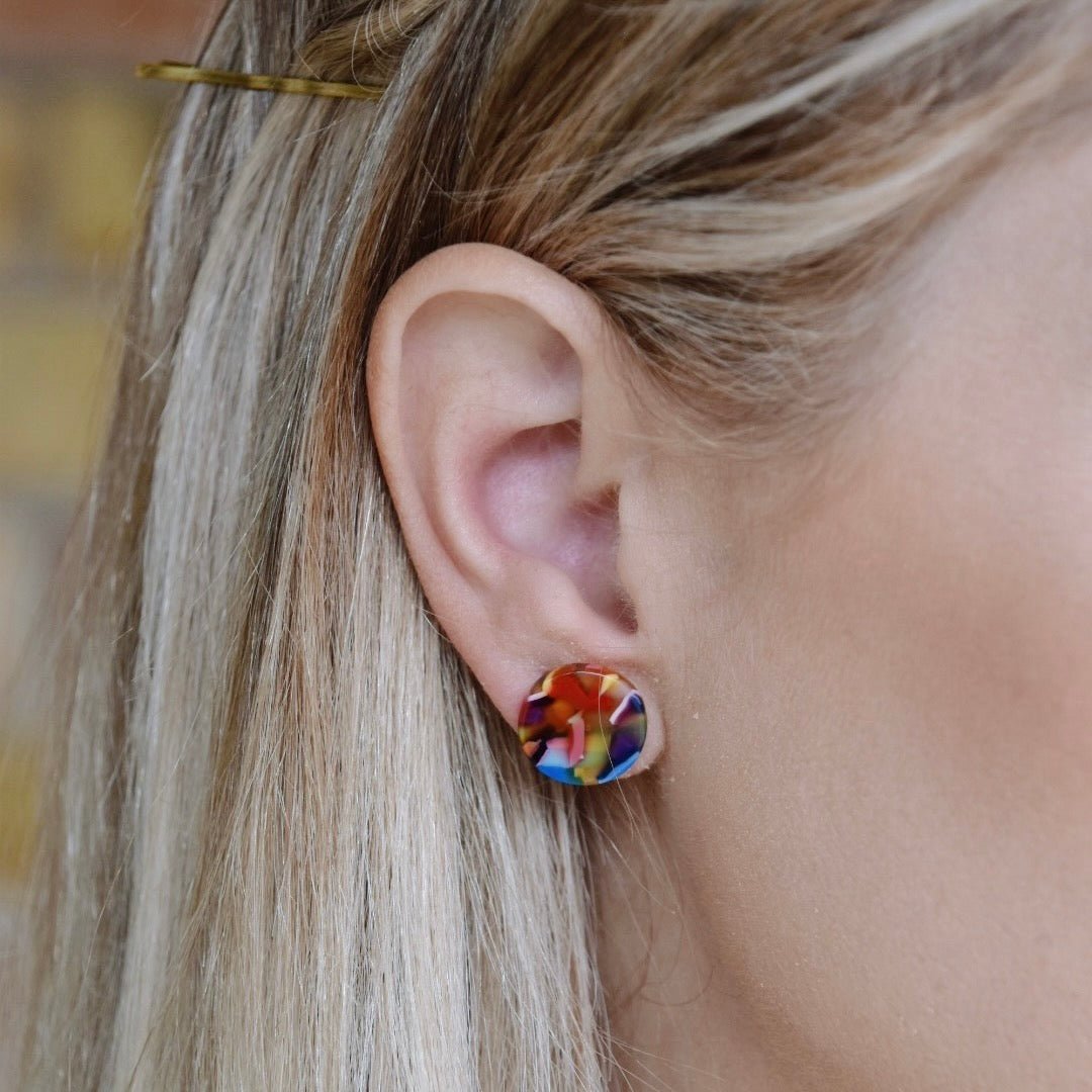 Stella Stud Earrings - Brown Tortoise - Shop LINNY CO