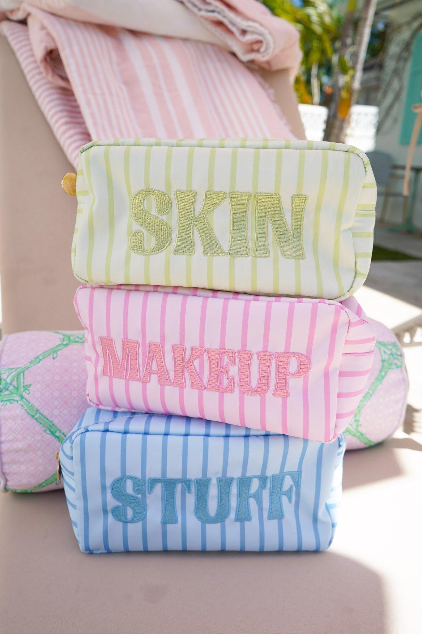 Striped Travel- Ready Cosmetic Bags - Shop LINNY CO
