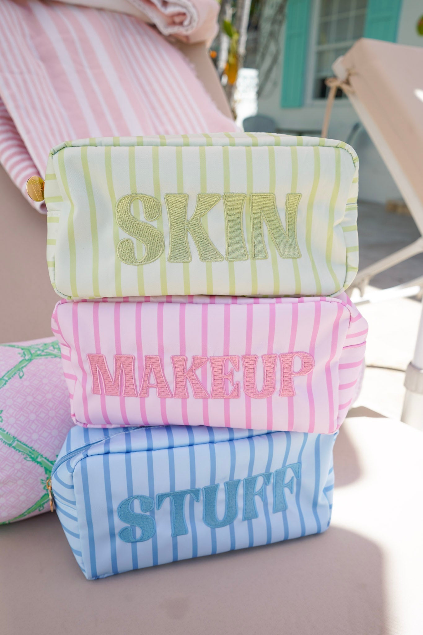 Striped Travel- Ready Cosmetic Bags - Shop LINNY CO