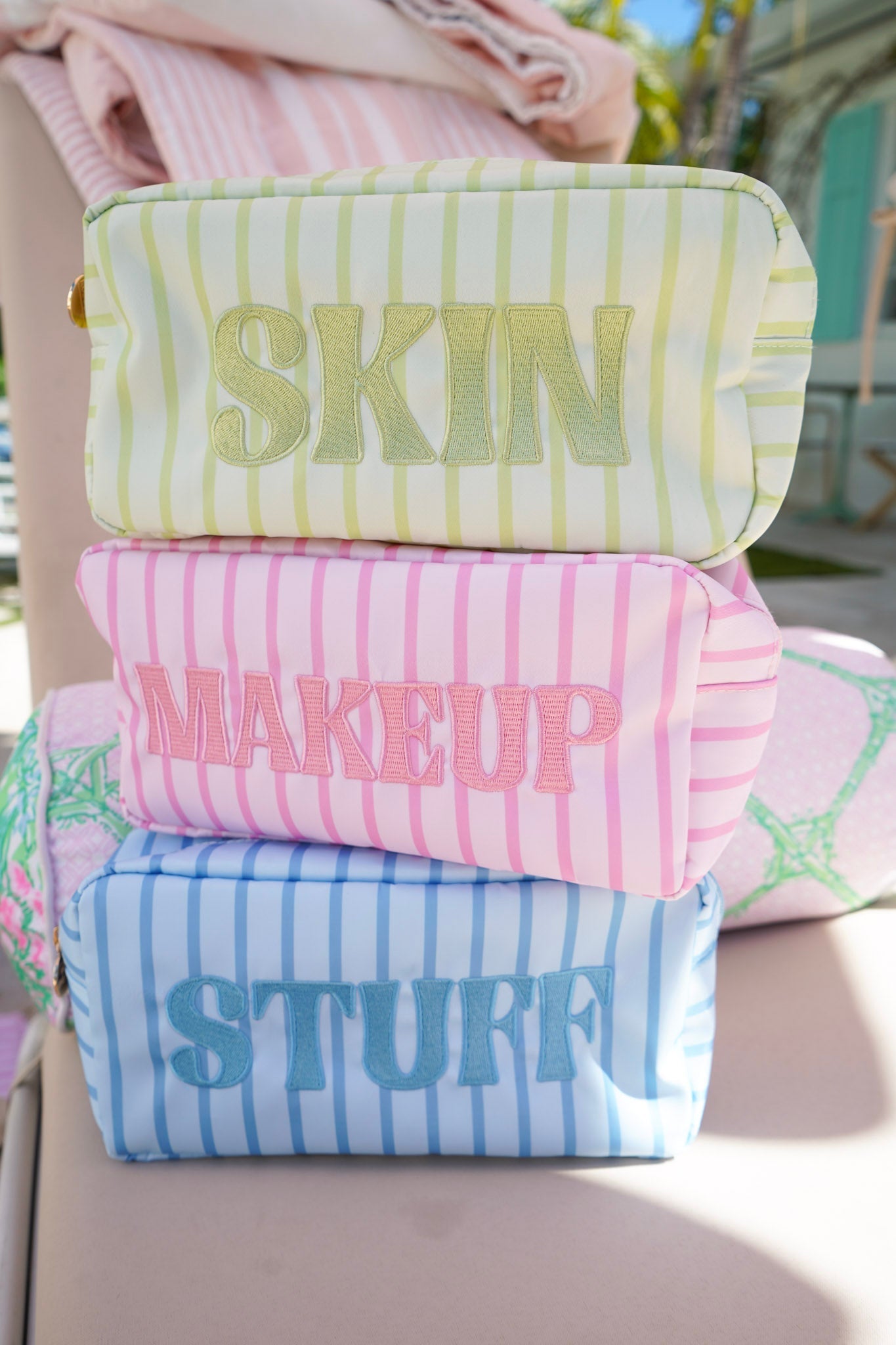 Striped Travel- Ready Cosmetic Bags - Shop LINNY CO