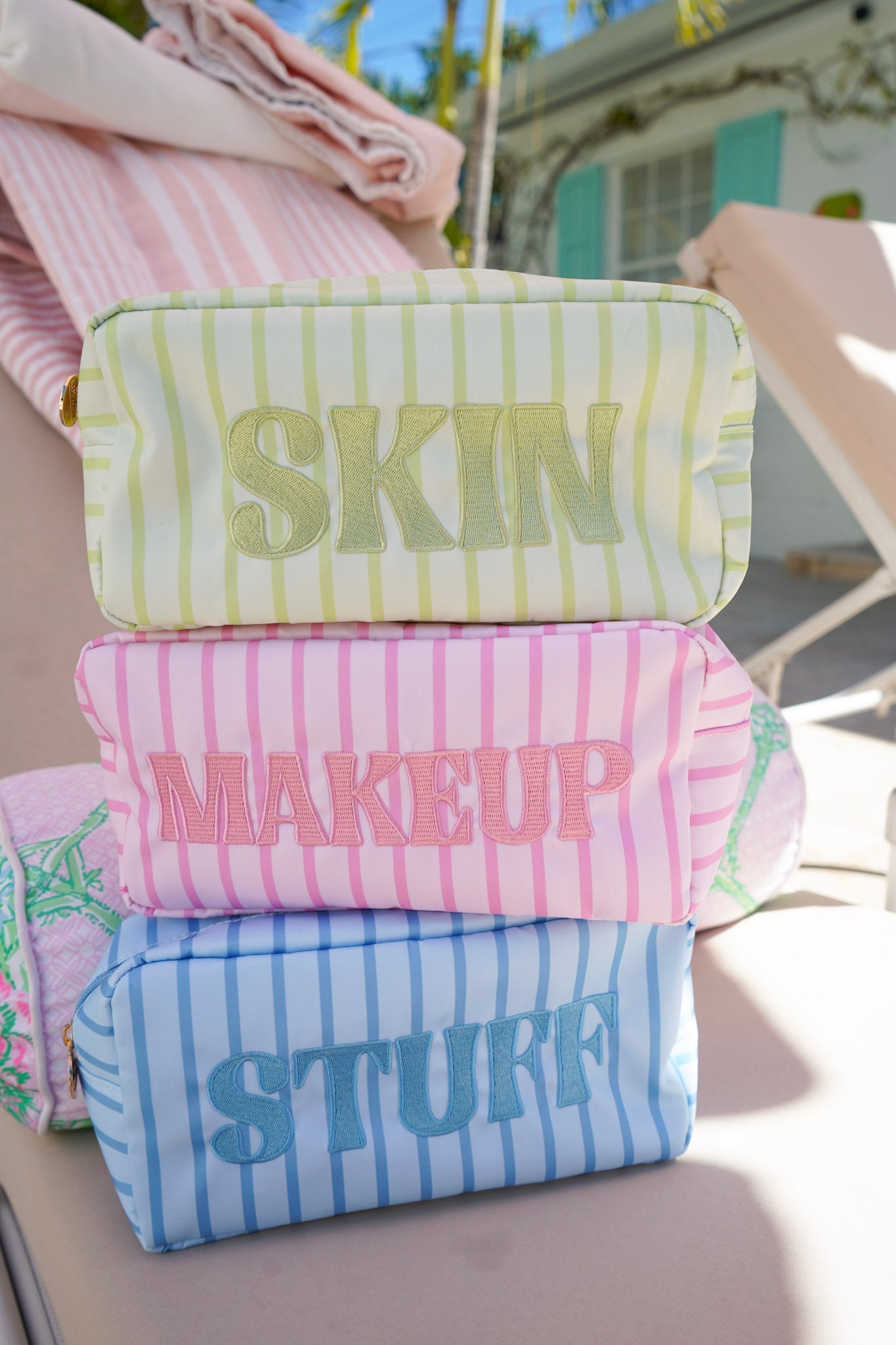 Striped Travel- Ready Cosmetic Bags - Shop LINNY CO