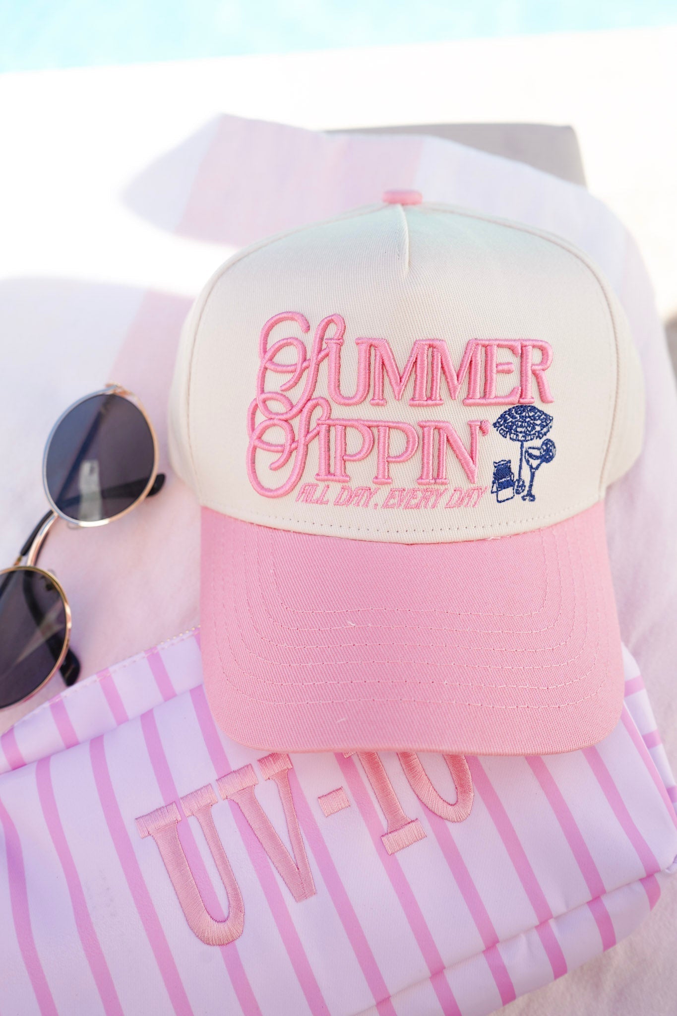 Summer Sippin' - Pink Vintage Trucker Hat - Shop LINNY CO