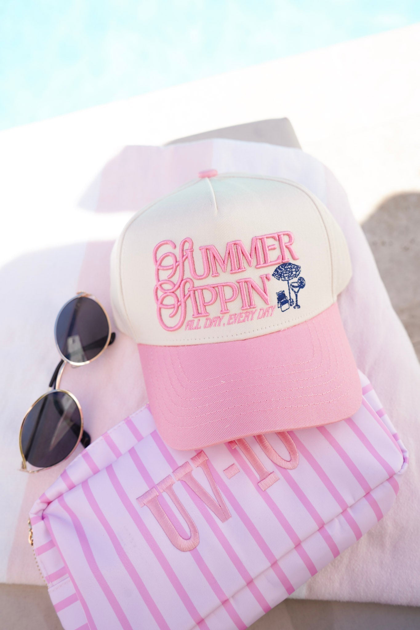 Summer Sippin' - Pink Vintage Trucker Hat - Shop LINNY CO