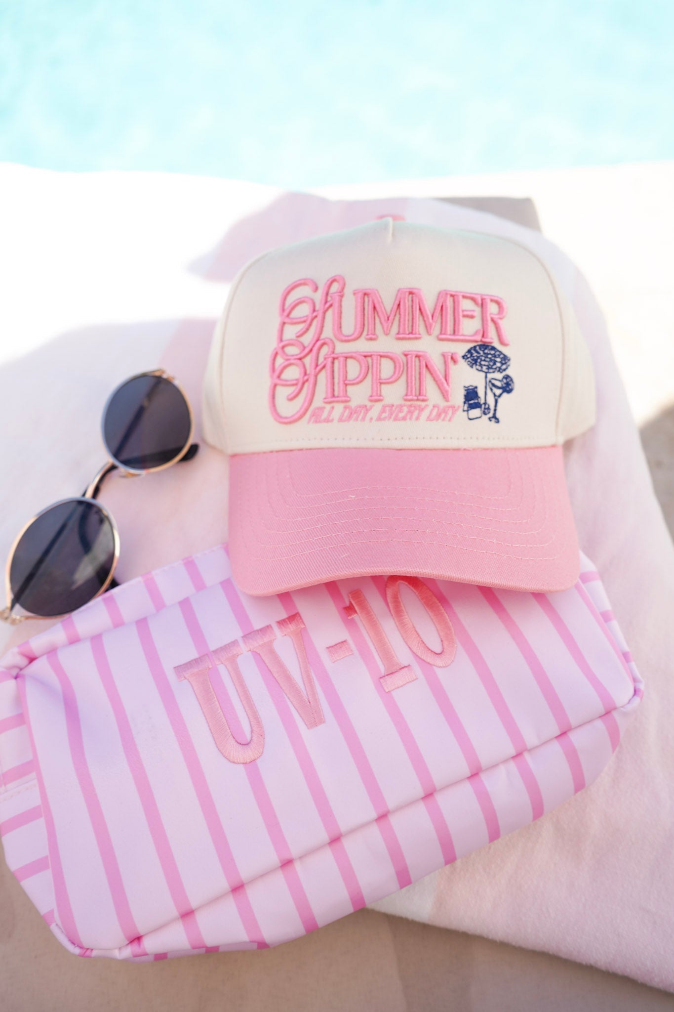 Summer Sippin' - Pink Vintage Trucker Hat - Shop LINNY CO