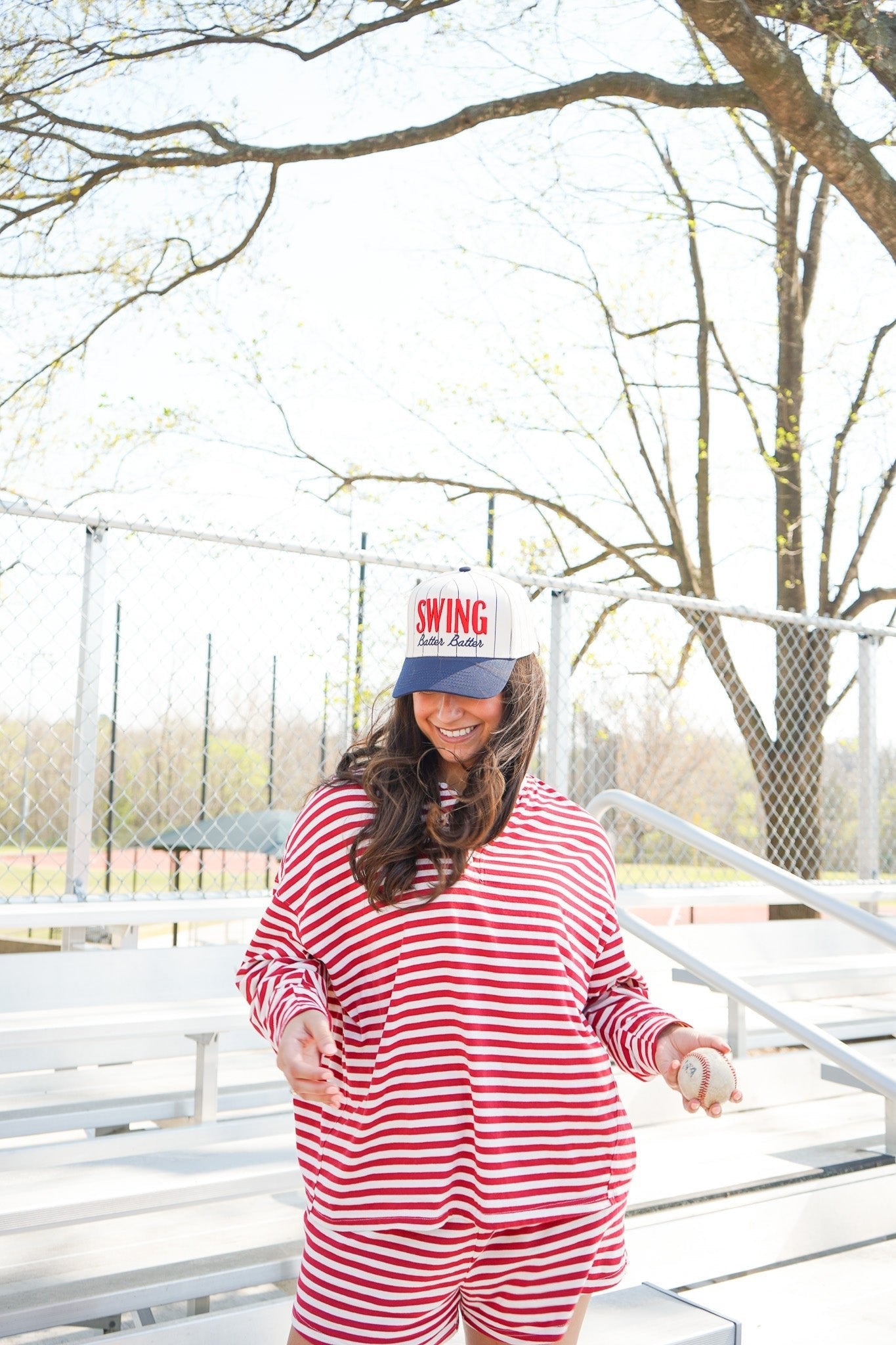 Swing Batter Batter - Navy Pinstripe Trucker Hat - Shop LINNY CO
