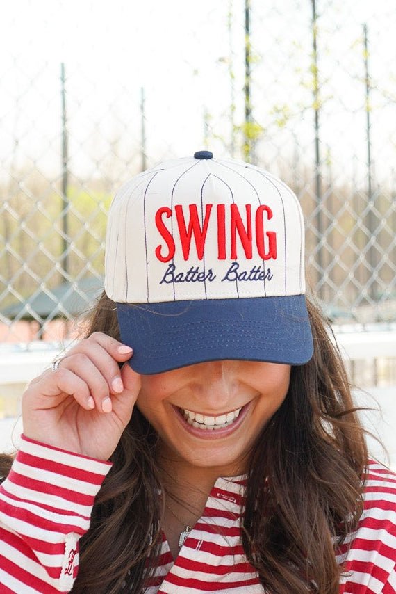 Swing Batter Batter - Navy Pinstripe Trucker Hat - Shop LINNY CO