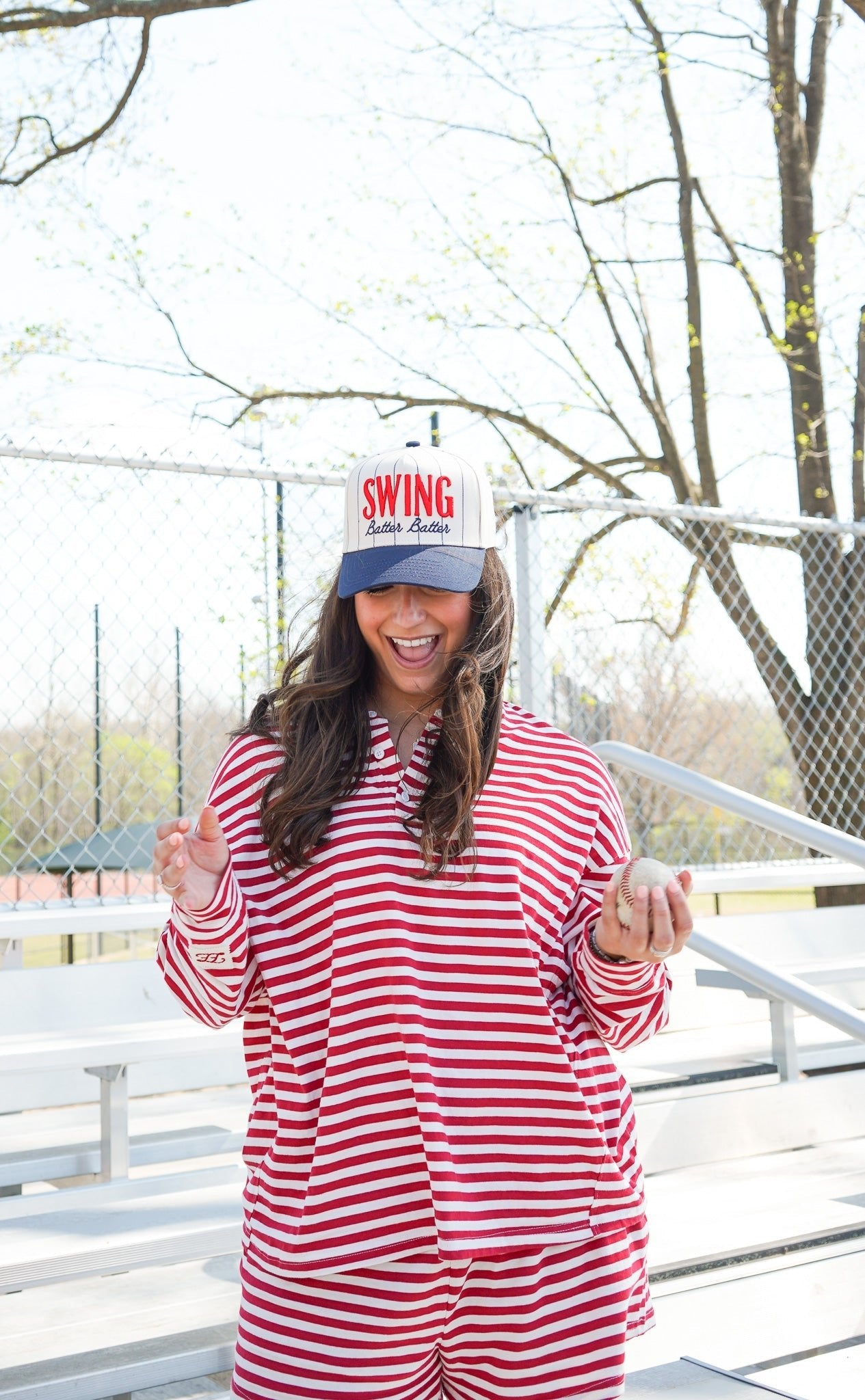 Swing Batter Batter - Navy Pinstripe Trucker Hat - Shop LINNY CO