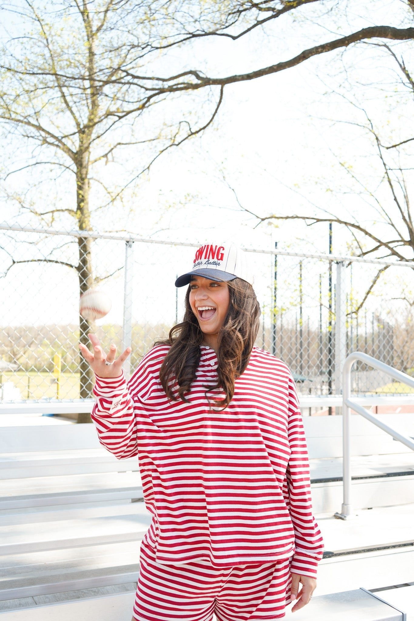 Swing Batter Batter - Navy Pinstripe Trucker Hat - Shop LINNY CO