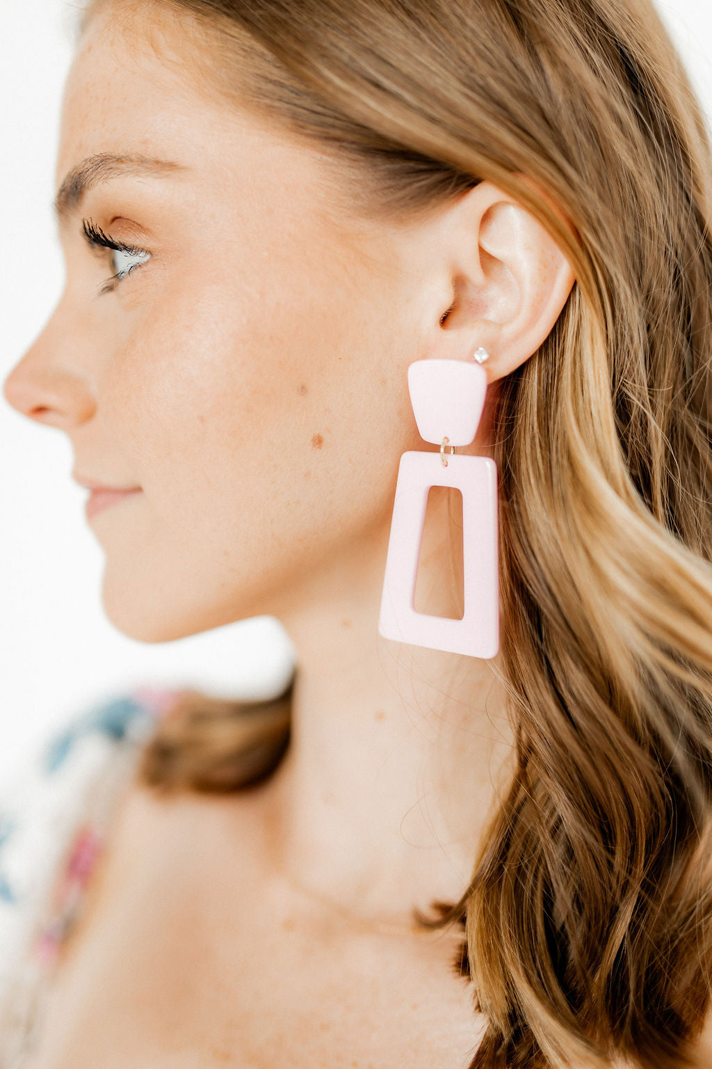 Kennedy Statement Earrings - Baby Pink
