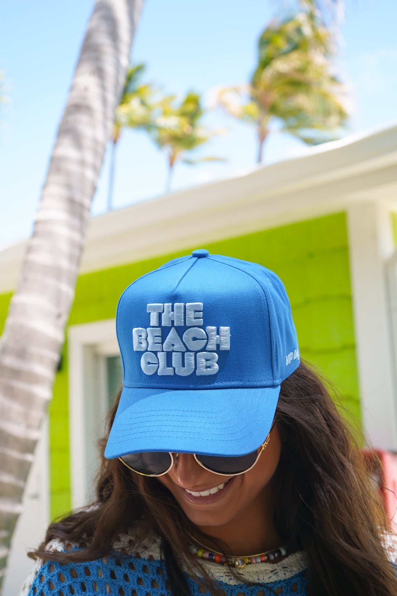 The Beach Club - Royal Blue Canvas Trucker Hat - Shop LINNY CO