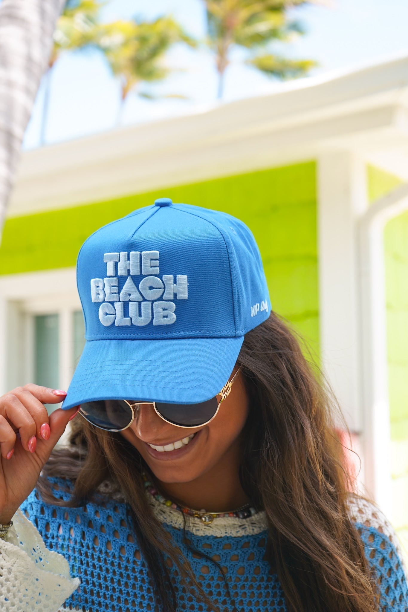 The Beach Club - Royal Blue Canvas Trucker Hat - Shop LINNY CO