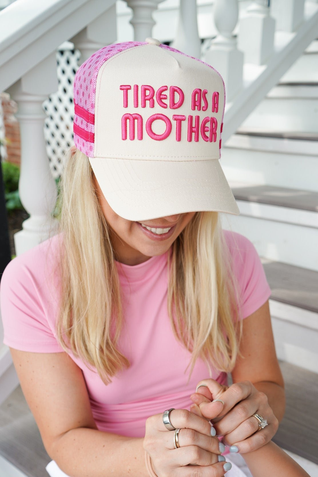 Tired as a Mother - Tan Trucker Hat - Shop LINNY CO