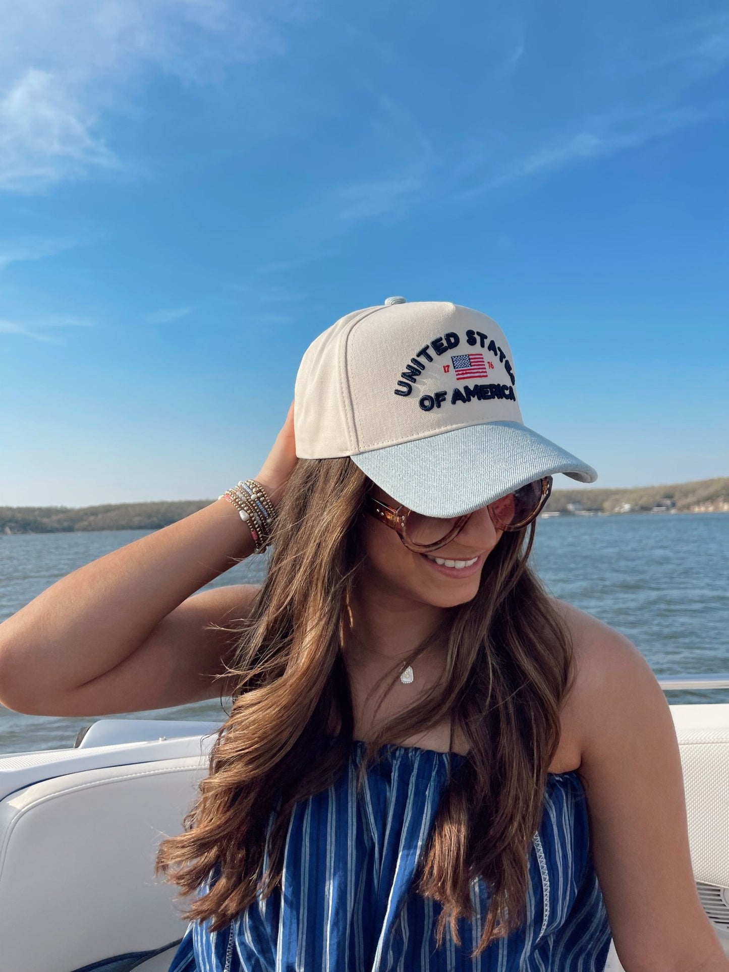 United States of America - Denim Blue Vintage Trucker Hat - Shop LINNY CO