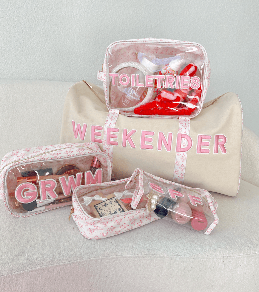 Weekender Oversized Canvas Duffel - Pink Toile - Shop LINNY CO