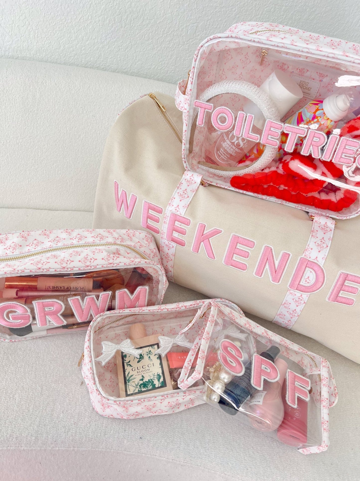 Weekender Oversized Canvas Duffel - Pink Toile - Shop LINNY CO