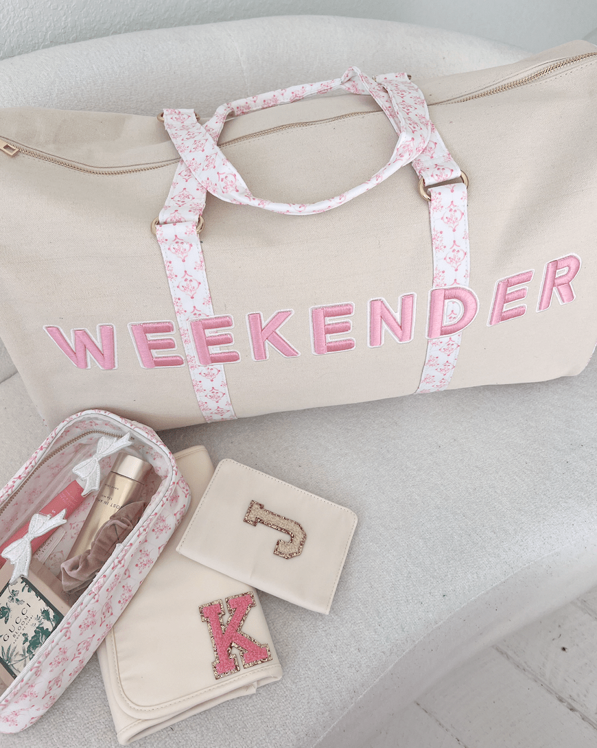 Weekender Oversized Canvas Duffel - Pink Toile - Shop LINNY CO