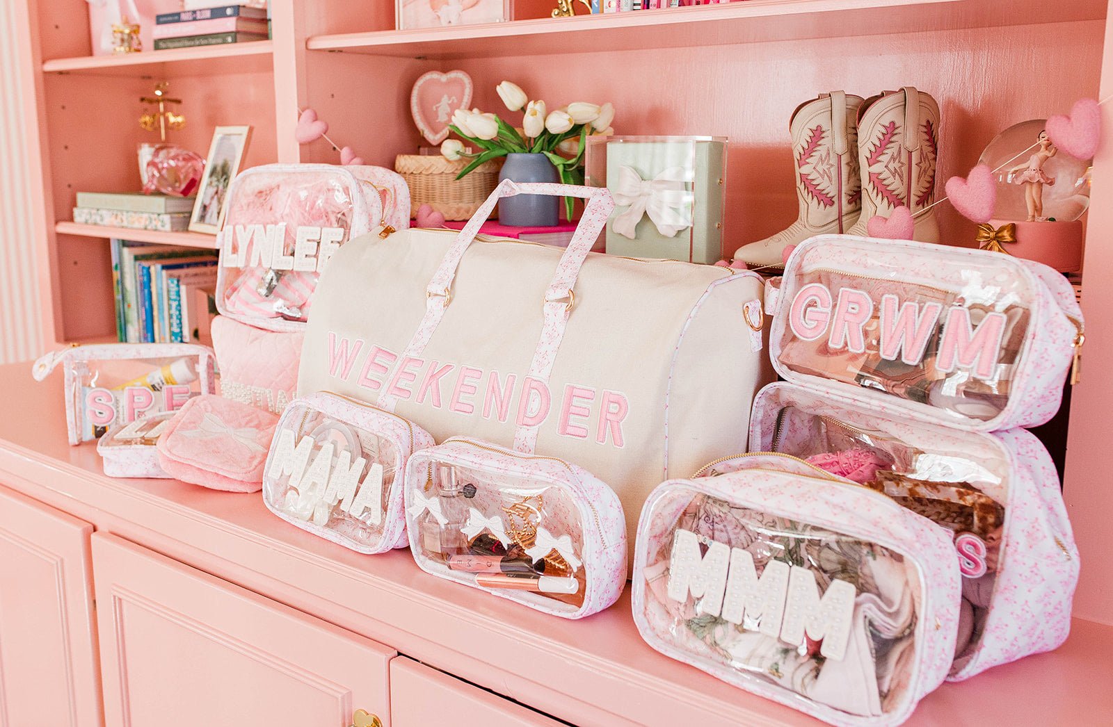 Weekender Oversized Canvas Duffel - Pink Toile - Shop LINNY CO