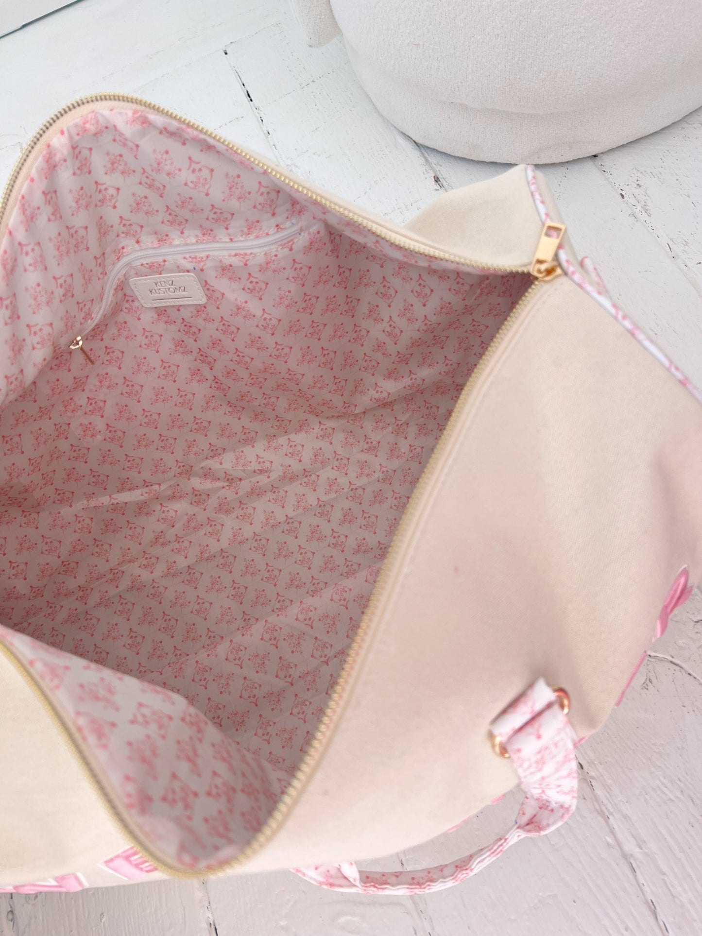 Weekender Oversized Canvas Duffel - Pink Toile - Shop LINNY CO