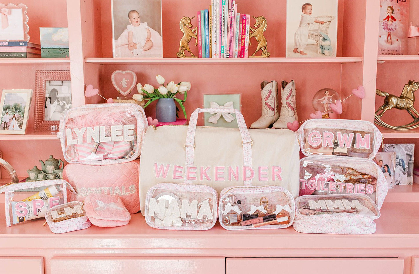 Weekender Oversized Canvas Duffel - Pink Toile - Shop LINNY CO