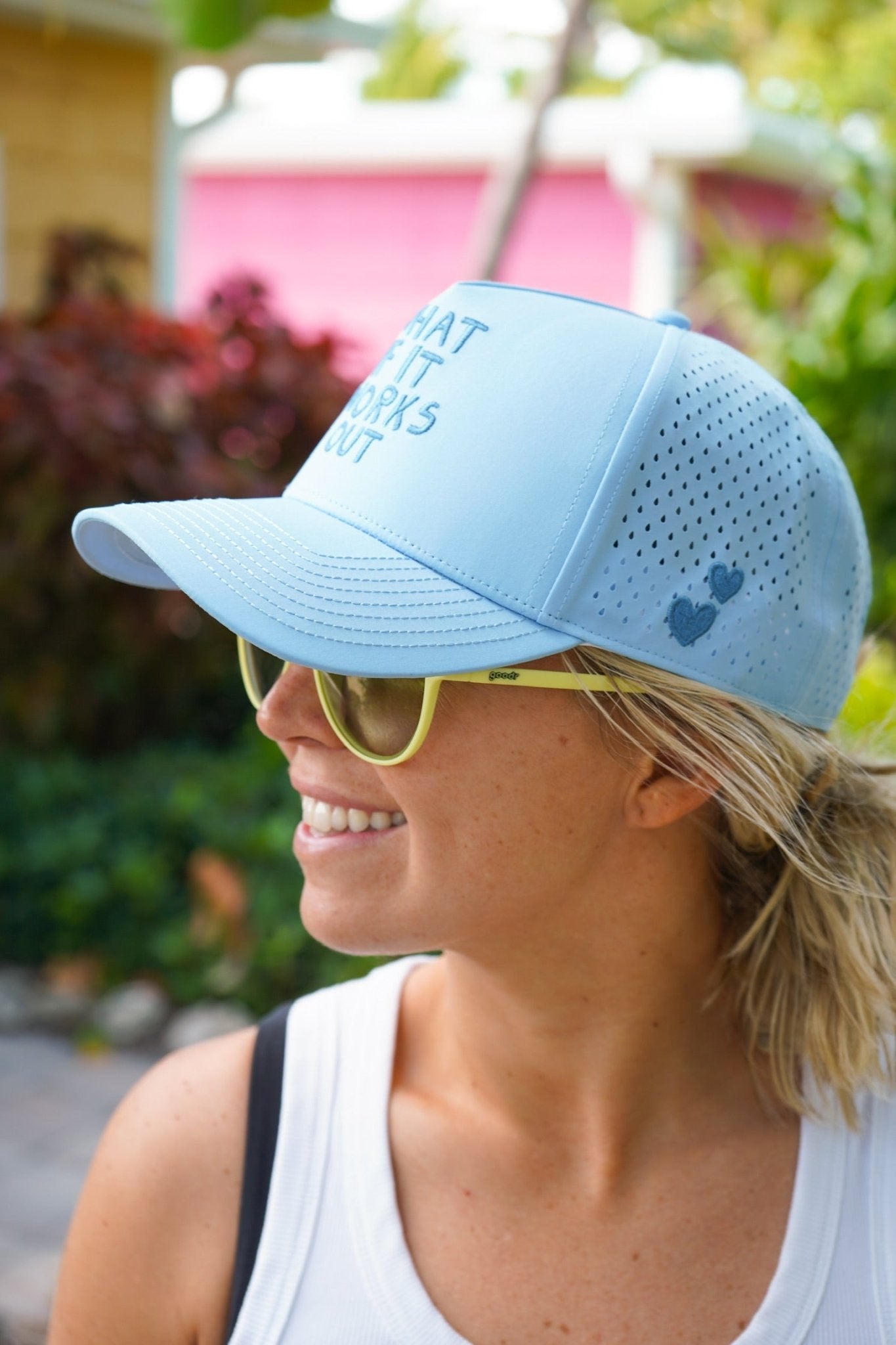 What If It Works Out - Blue Performance Trucker Hat - Shop LINNY CO