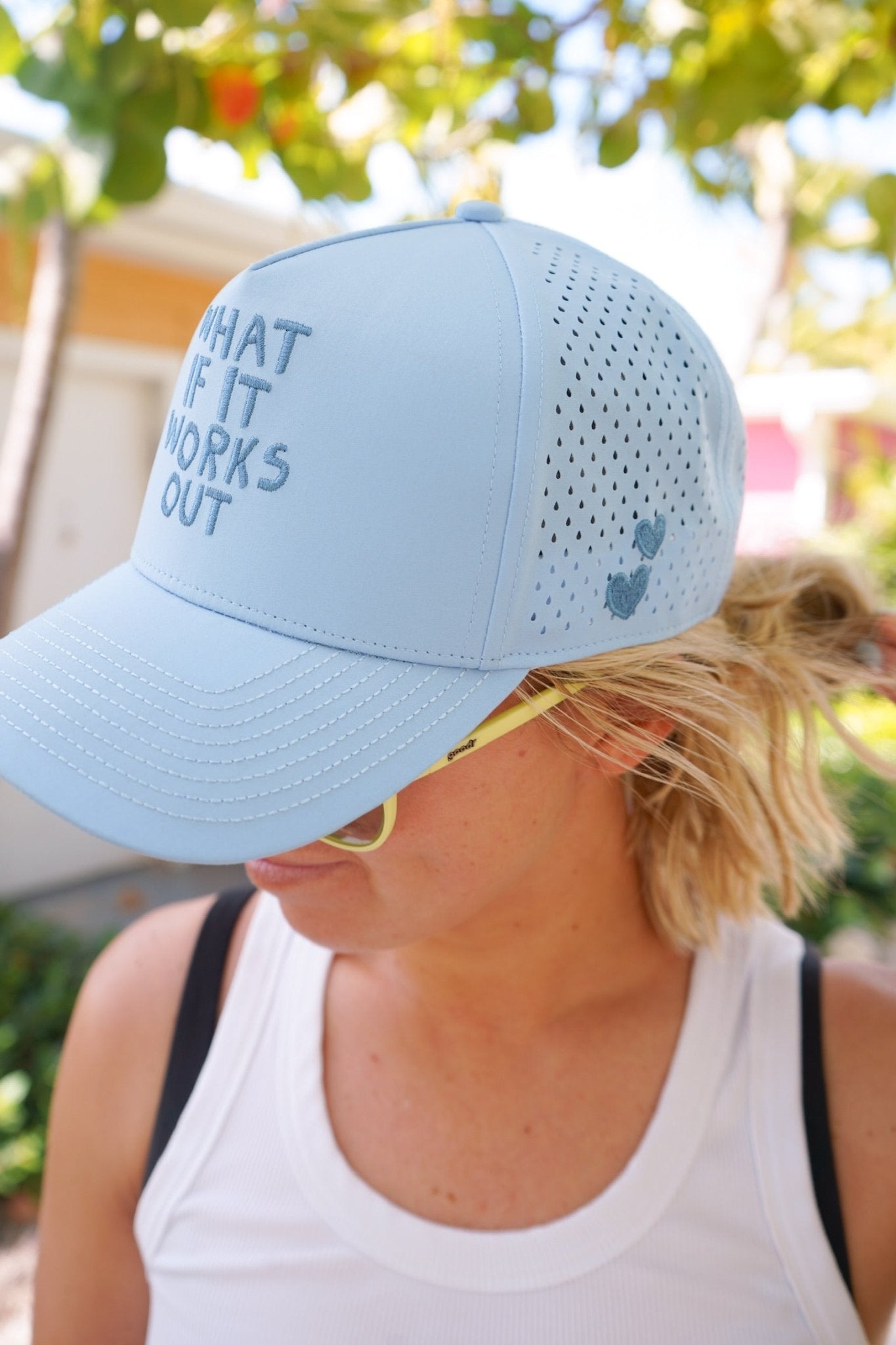 What If It Works Out - Blue Performance Trucker Hat - Shop LINNY CO