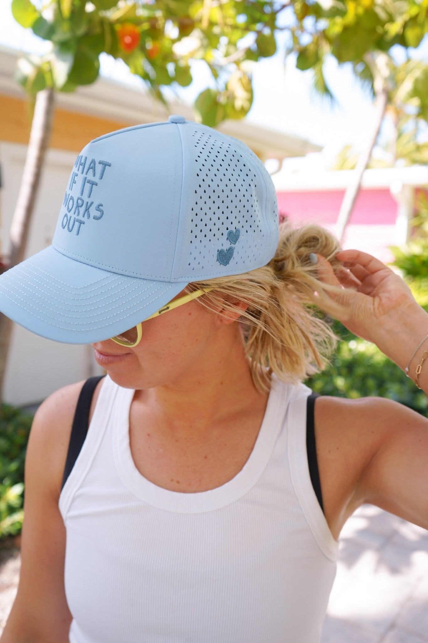 What If It Works Out - Blue Performance Trucker Hat - Shop LINNY CO