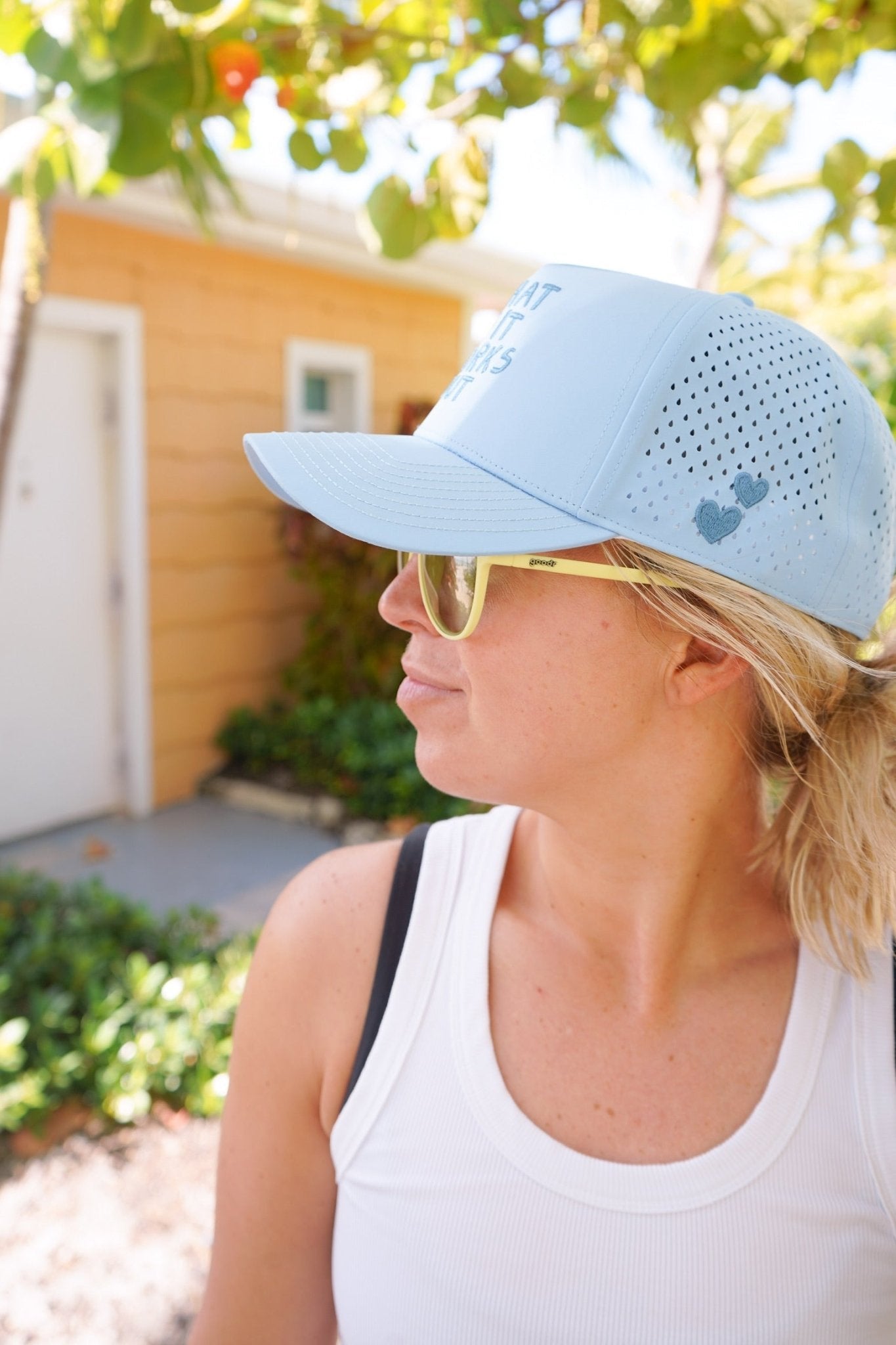 What If It Works Out - Blue Performance Trucker Hat - Shop LINNY CO
