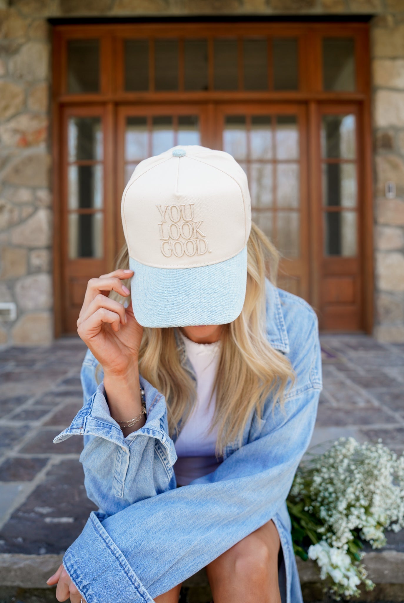 You Look Good. - Denim Vintage Trucker Hat - Shop LINNY CO