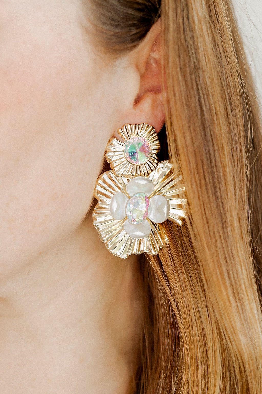 Zera Iridescent Statement Earrings - Gold - Shop LINNY CO