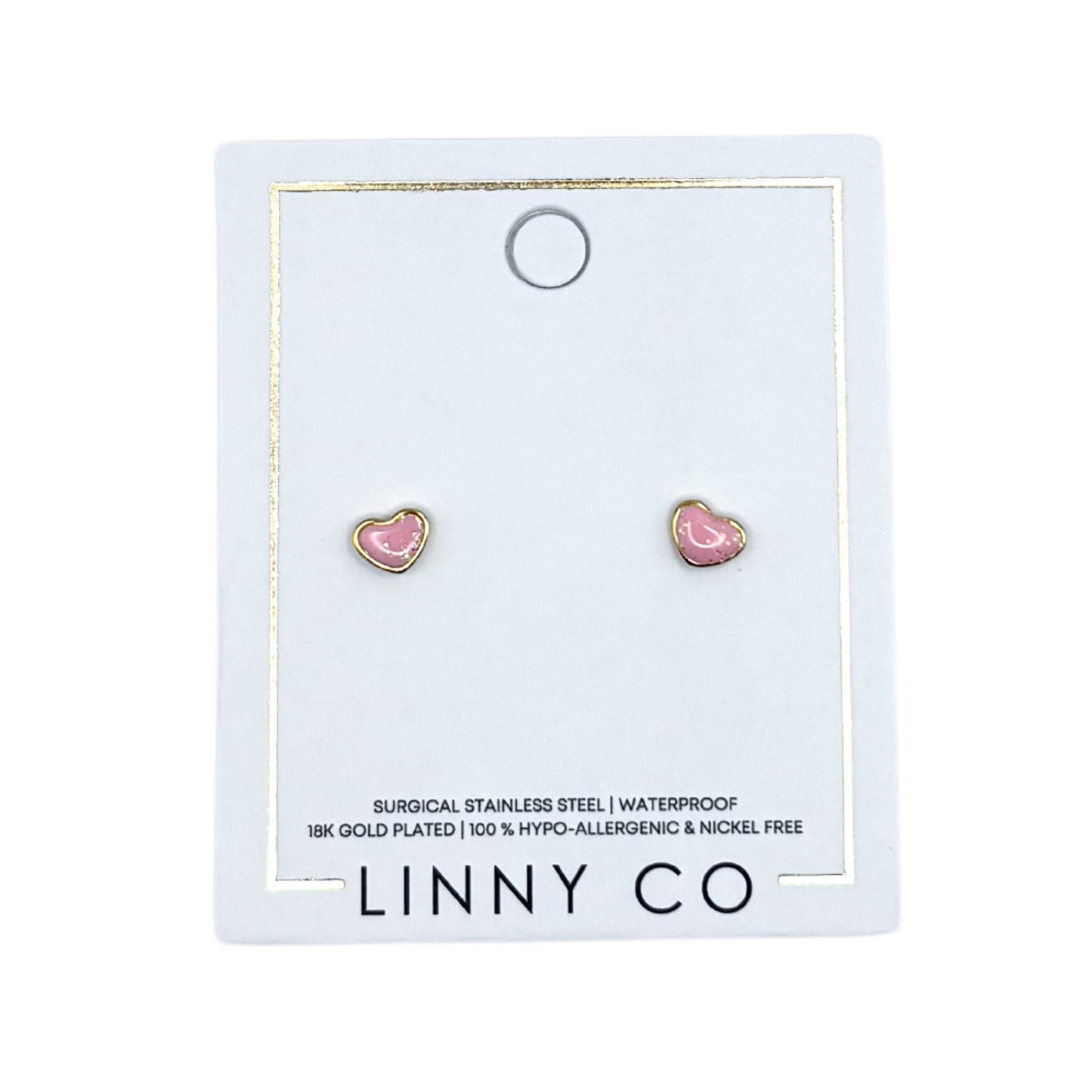 Screwback Stud Earrings - Nora Heart Pink