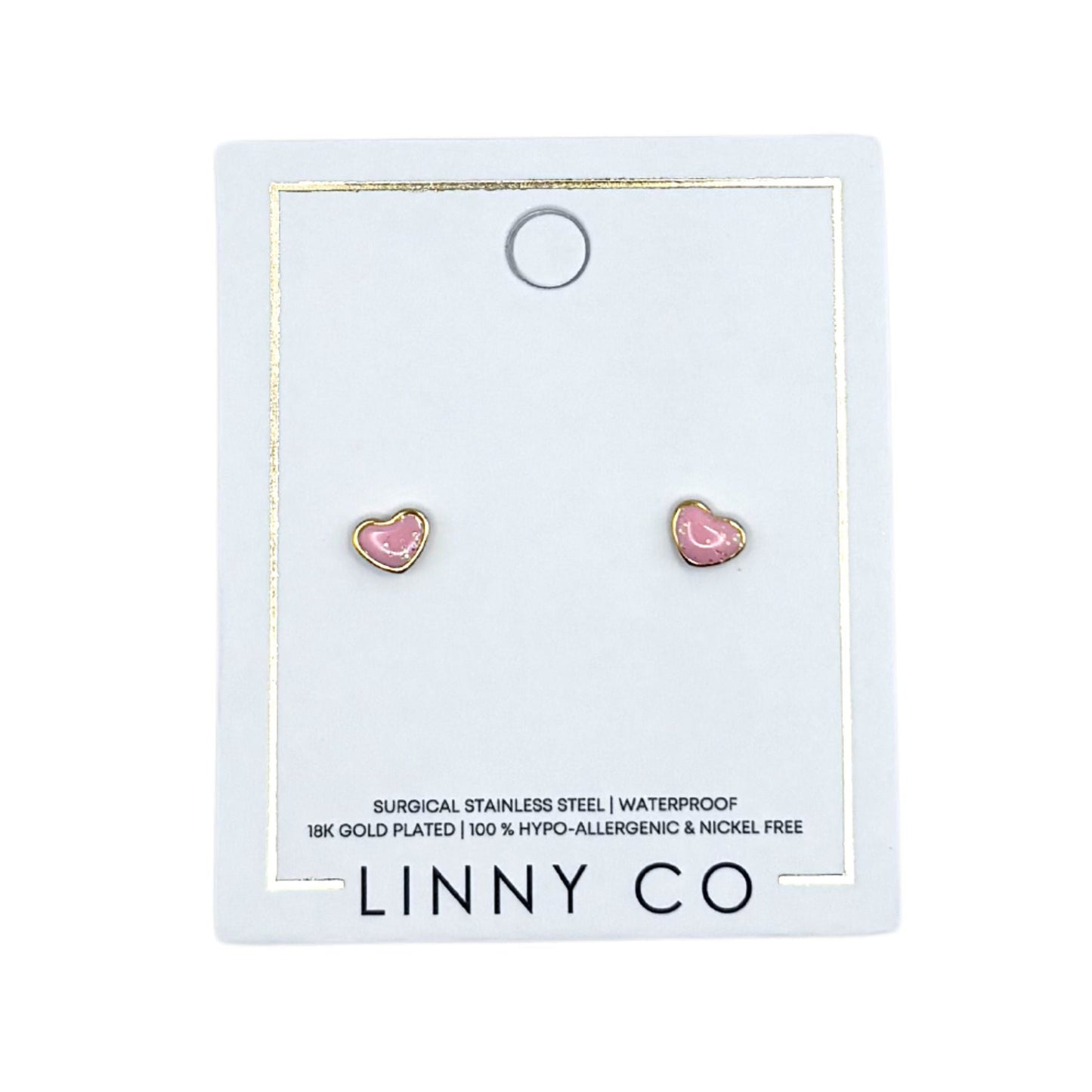 Flatback Stud - Nora Heart - Pink