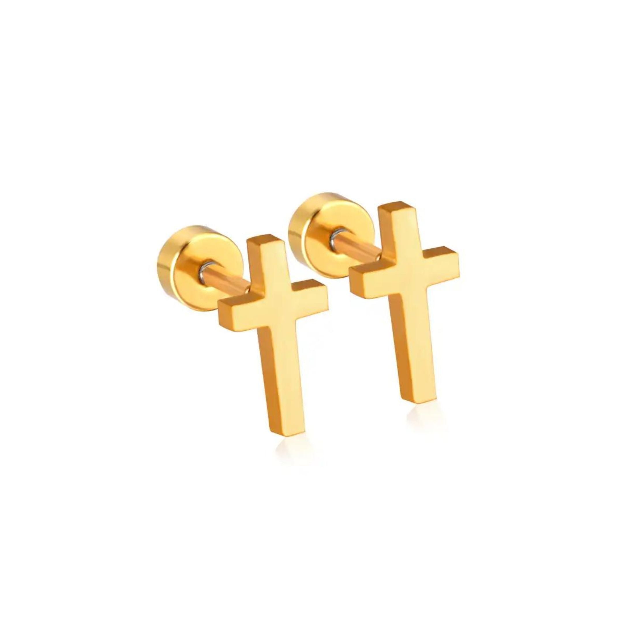 The Clara Screwback Stud-Pearl Cross