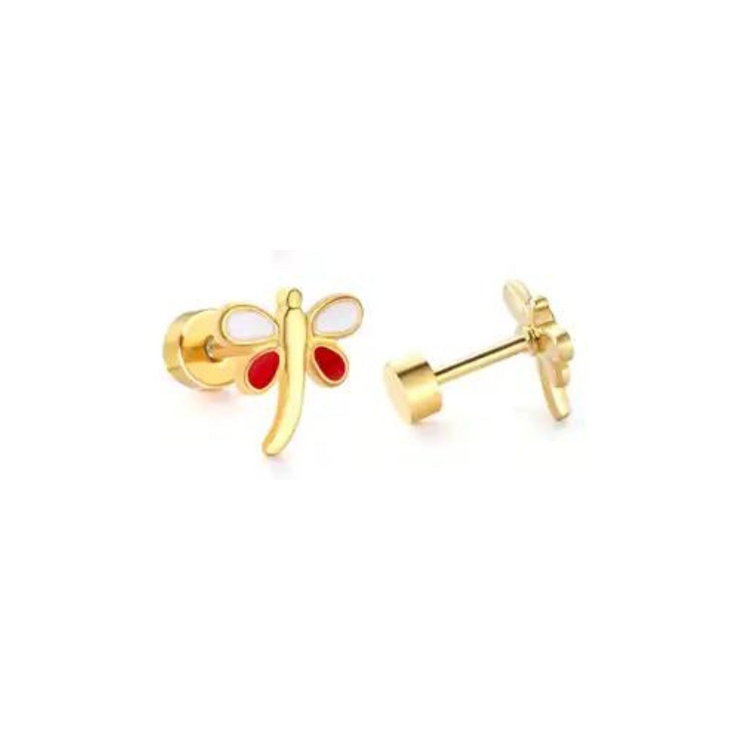 Flatback Stud - Bri Butterfly - White and Red