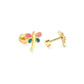 Screwback Stud Earrings - Bri Butterfly Pink and Teal