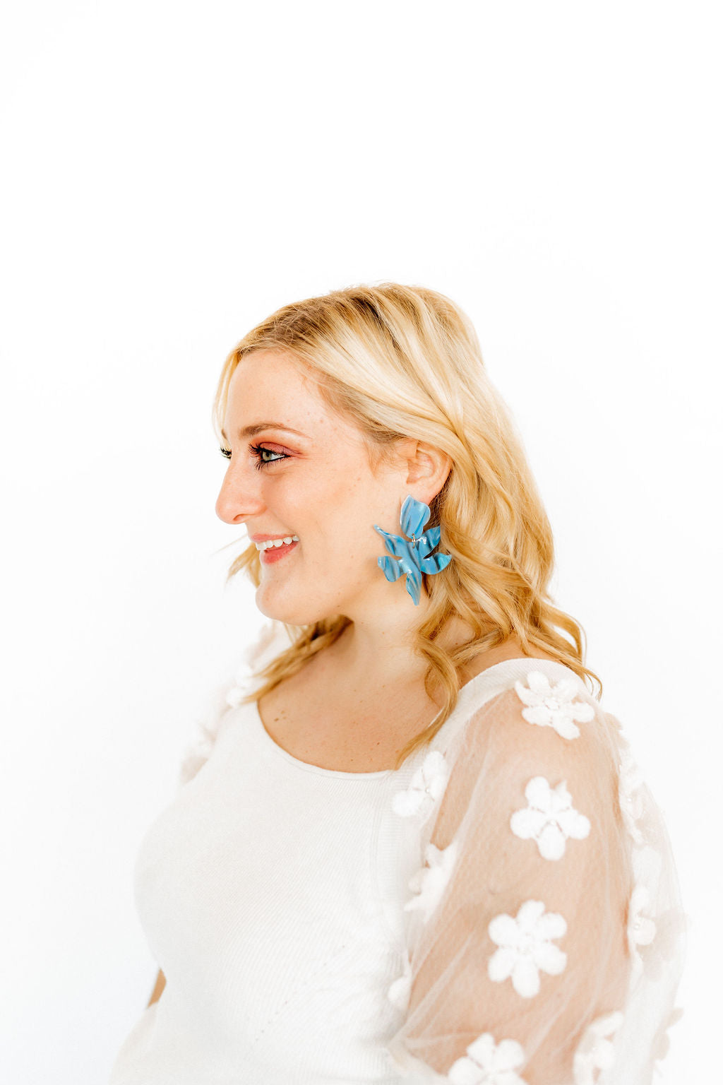 Flora Statement Earrings - Blue Iris