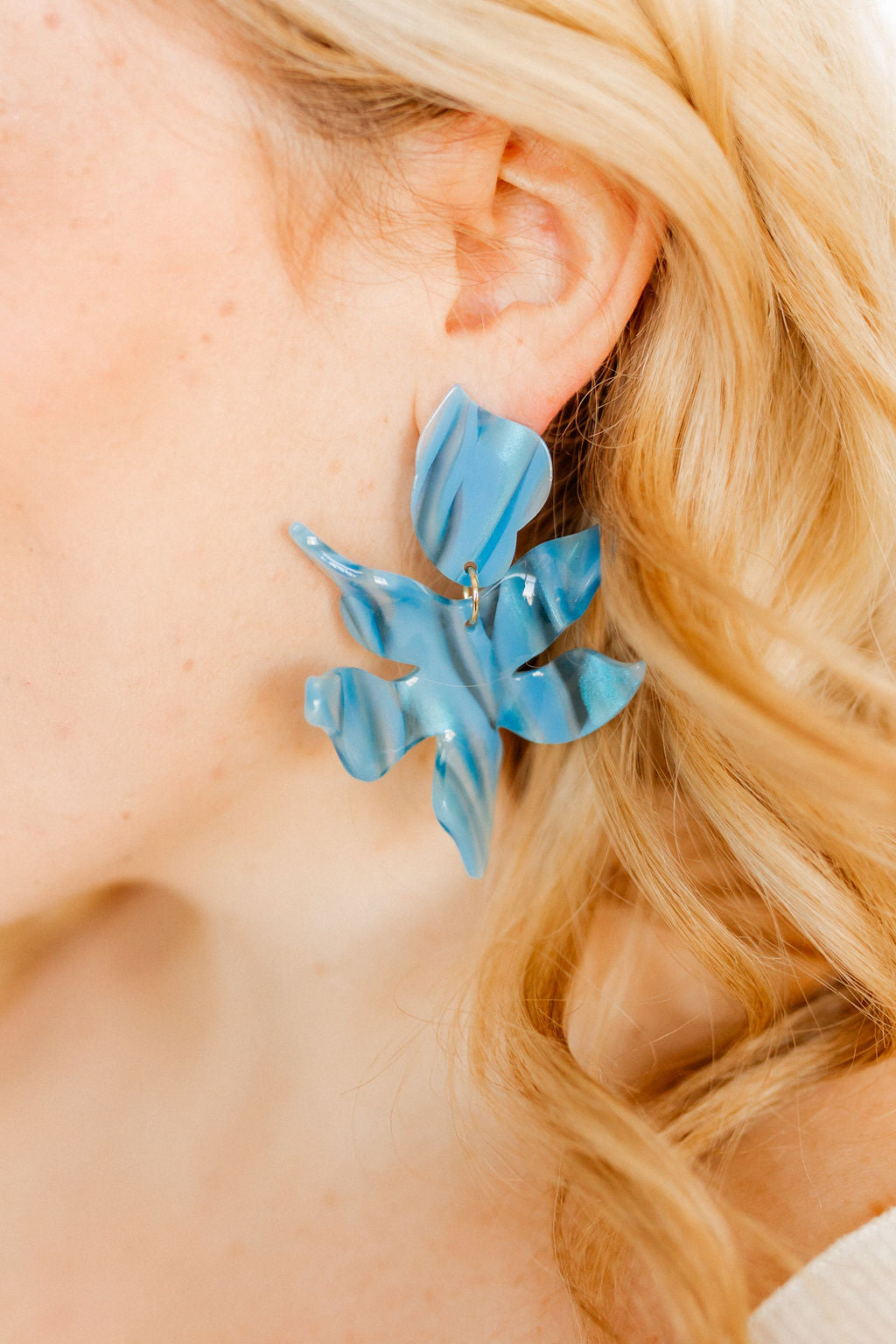 Flora Statement Earrings - Blue Iris