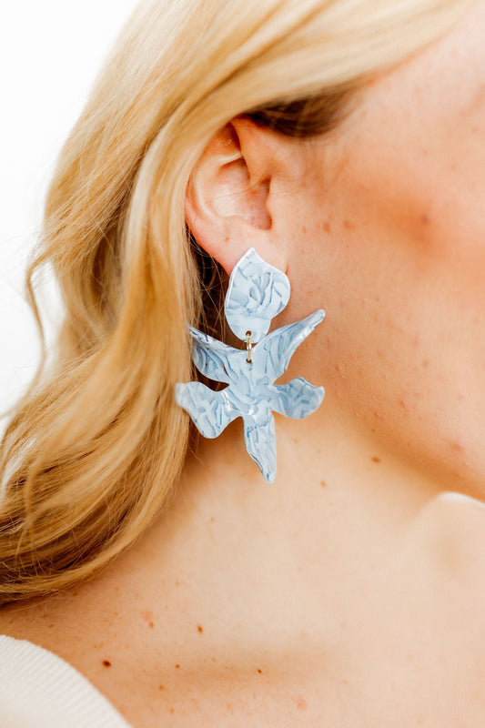 Flora Statement Earrings - Dove Blue